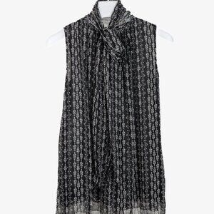 Dolce & Gabbana Black Floral Stripe Silk Blouse